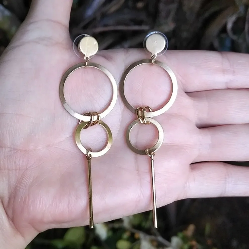 Geometric📐 Brushed🖌️ Gold💛 Dangle Earrings